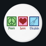 Peace Love Ukulele Magnet<br><div class="desc">Peace Love Ukulele. Cute ukuleles player gift featuring a cool peace sign,  heart,  and uke instrument.</div>