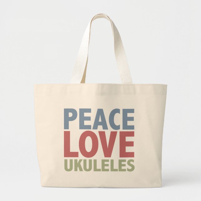 Peace Love Ukuleles Large Tote Bag (Front)
