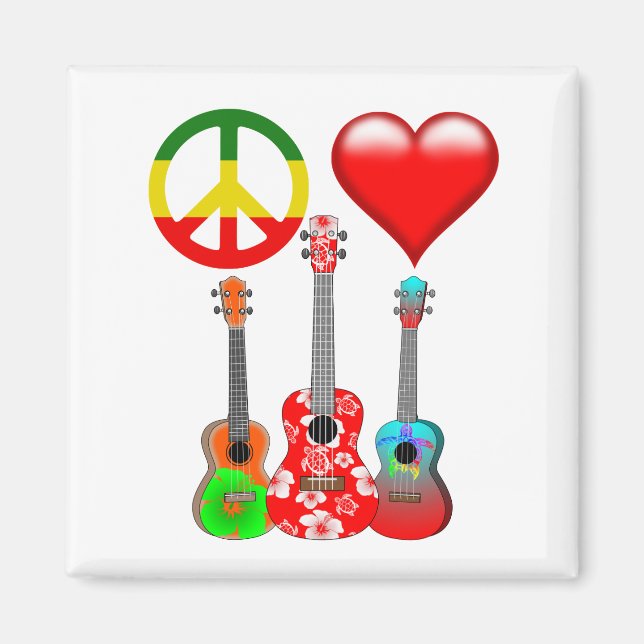 Peace Love Ukuleles Magnet (Front)