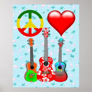 Peace Love Ukuleles Poster