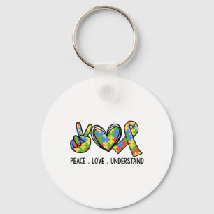Peace Love Understand Autism Ribbon Awareness  Key Ring