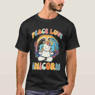 Peace Love Unicorn Horse Hippie Yoga Meditation H T-Shirt