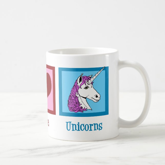 Peace Love Unicorns Coffee Mug (Right)