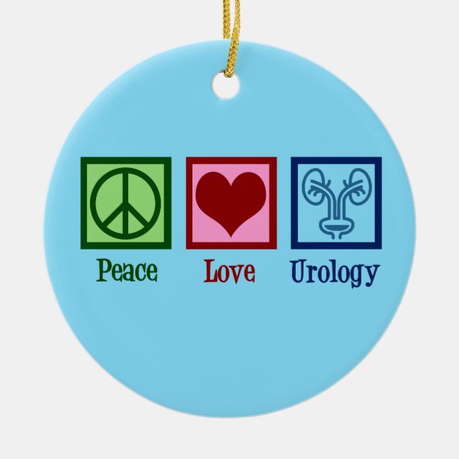 Peace Love Urology Ceramic Tree Decoration (Front)