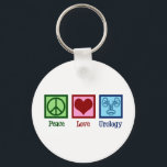 Peace Love Urology Key Ring<br><div class="desc">Peace Love Urology. A cool urologist gift for a urology doctor or nurse with a peace sign,  heart,  and picture of a bladder. Great urology department presents.</div>