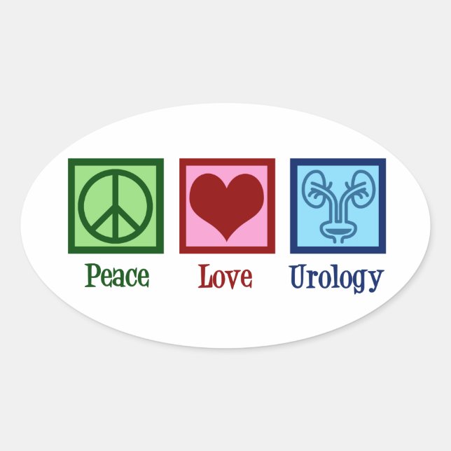 Peace Love Urology Office Cute Urologist Oval Sticker (Front)