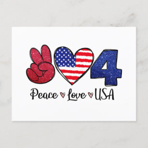 Peace Love USA July 4th Postcard