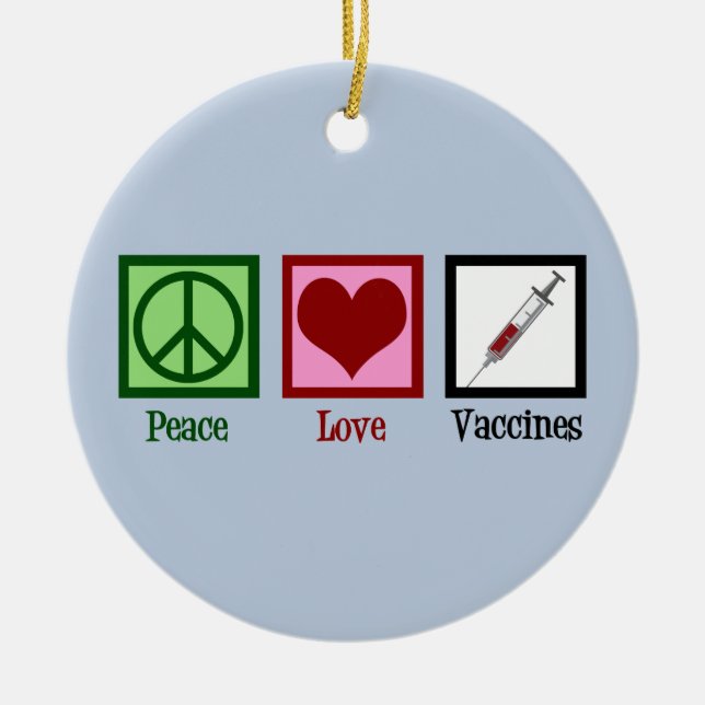 Peace Love Vaccines Ceramic Tree Decoration (Front)