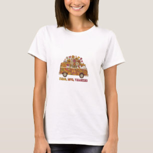 Peace Love Valentine Retro 60s Hippie Van Flower  T-Shirt
