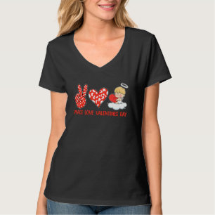 Peace Love Valentines Day Cute Heart Cherub Baby A T-Shirt