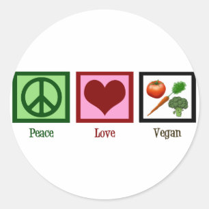 Peace Love Vegan Classic Round Sticker
