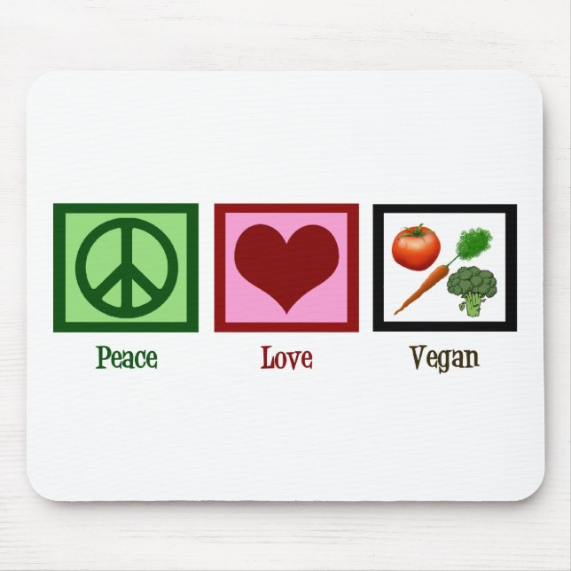 Peace Love Vegan Mouse Mat (Front)