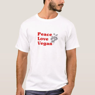 Peace Love Vegan - Retro Style Quote With Rose Ill T-Shirt