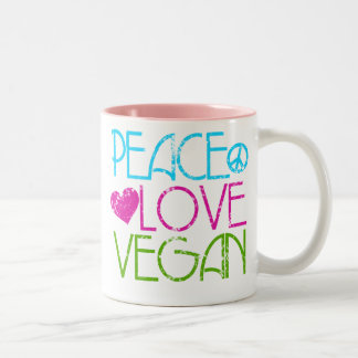 .Peace.Love.Vegan. Two-Tone Coffee Mug