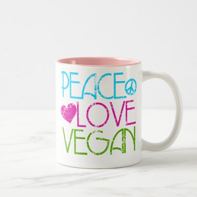 .Peace.Love.Vegan. Two-Tone Coffee Mug (Right)