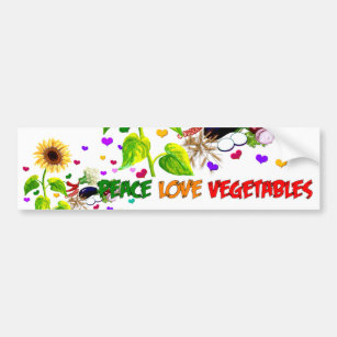 Peace Love Vegetables Bumper Sticker