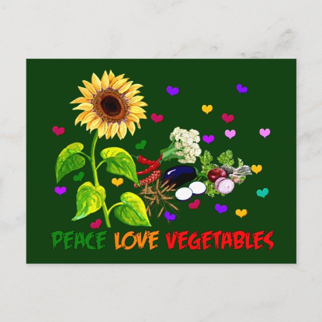 Peace Love Vegetables Postcard (Front)