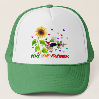 Peace Love Vegetables Trucker Hat