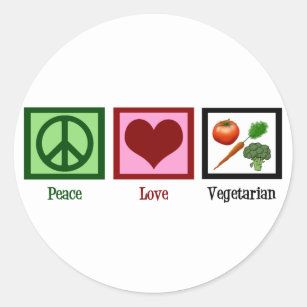 Peace Love Vegetarian Classic Round Sticker