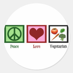 Peace Love Vegetarian Classic Round Sticker