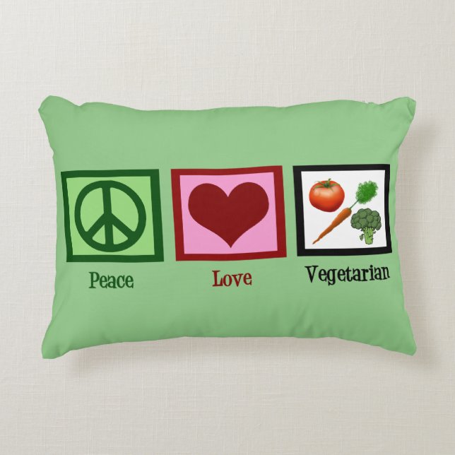 Peace Love Vegetarian Decorative Cushion (Front)