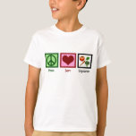 Peace Love Vegetarian Kids T-Shirt<br><div class="desc">A cute vegetarian kids t-shirt for a child who doesn't eat meat. Peace Love Vegetarian children's tee.</div>