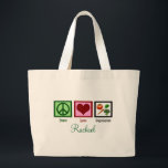 Peace Love Vegetarian Personalised Large Tote Bag<br><div class="desc">I don't eat meat. No exceptions. Custom vegetarian grocery tote.</div>