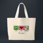 Peace Love Vegetarian Personalised Large Tote Bag<br><div class="desc">I don't eat meat. No exceptions. Custom vegetarian grocery tote.</div>