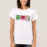 Peace Love Vegetarian T-Shirt<br><div class="desc">I don't eat meat. No exceptions.</div>