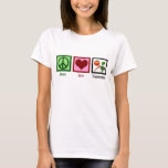 Peace Love Vegetarian Women's T-Shirt<br><div class="desc">A cute vegetarian t-shirt for a woman featuring a peace sign,  heart,  and vegetables.</div>