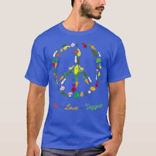 Peace Love Veggie Funny Vegetarian  Emblem Tee