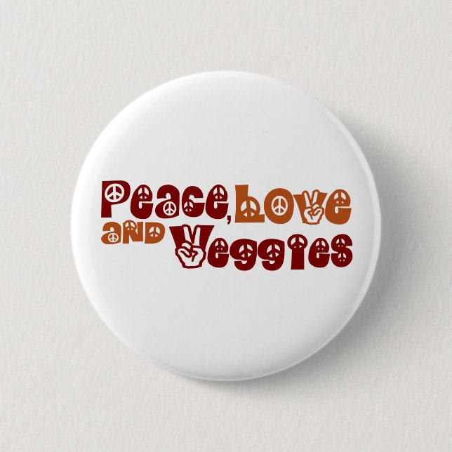 Peace Love Veggies 6 Cm Round Badge (Front)