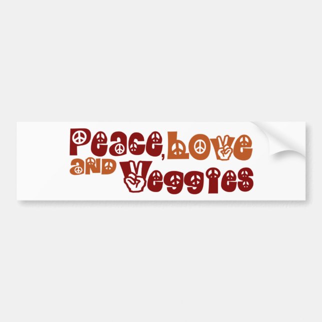 Peace Love Veggies Bumper Sticker (Front)