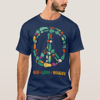 Peace Love Veggies Vegan Vegetarian Plant Based Ve T-Shirt