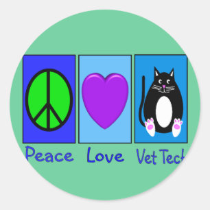 Peace Love Vet Tech Classic Round Sticker