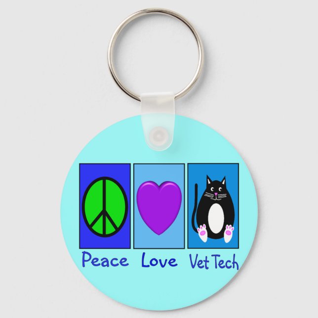 Peace Love Vet Tech Key Ring (Front)
