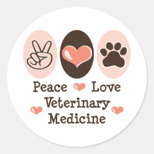 Peace Love Veterinary Medicine Stickers 20 Pk