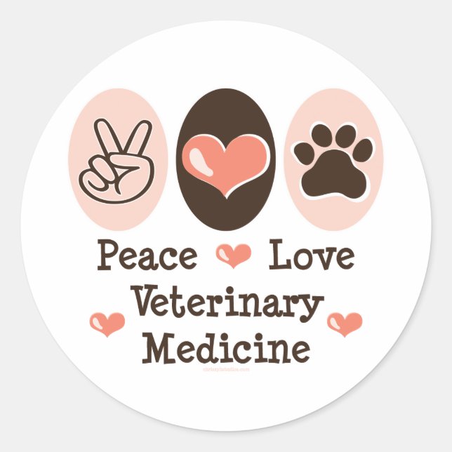 Peace Love Veterinary Medicine Stickers 20 Pk (Front)