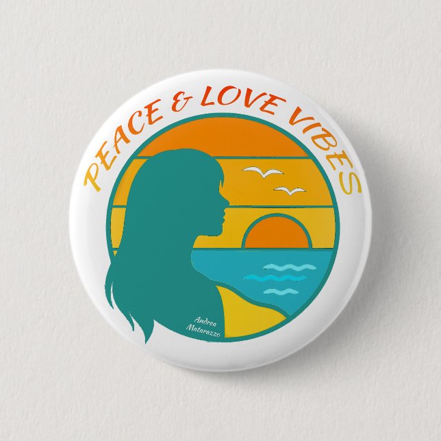 Peace & Love Vibes 6 Cm Round Badge (Front)