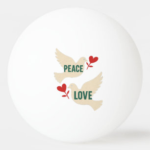 Peace & Love Vintage Dove Art with Heart Motif Ping Pong Ball
