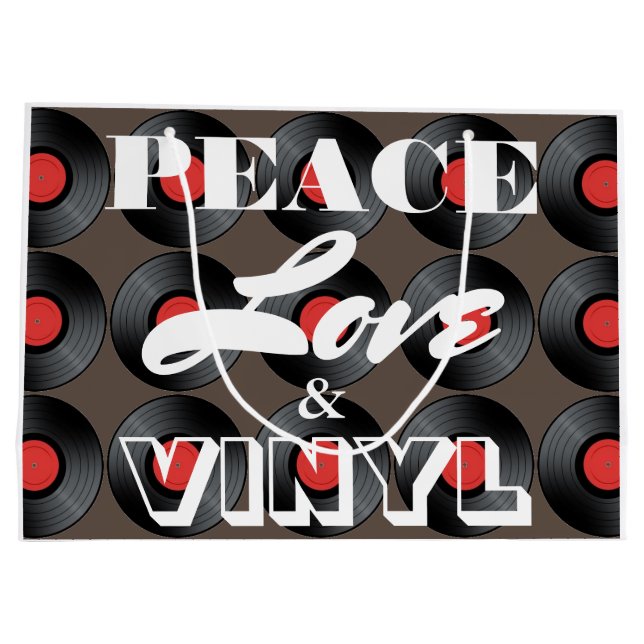 Peace, Love & Vinyl Large Gift Bag (Back)