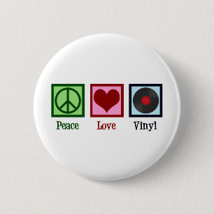 Peace Love Vinyl Records 6 Cm Round Badge