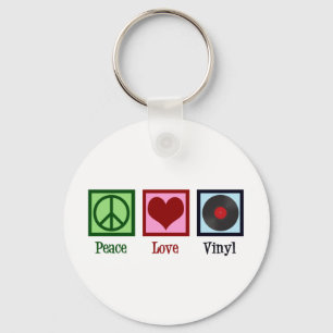 Peace Love Vinyl Records Key Ring