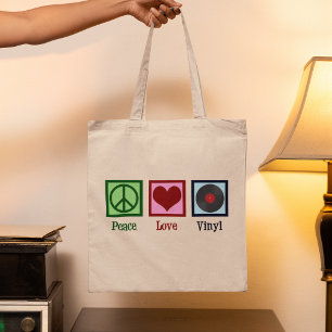 Peace Love Vinyl Records Tote Bag