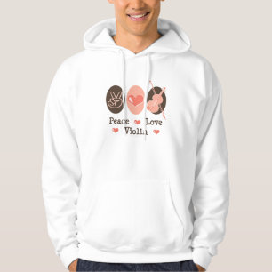 Peace Love Violin Hooded Sweatshirt