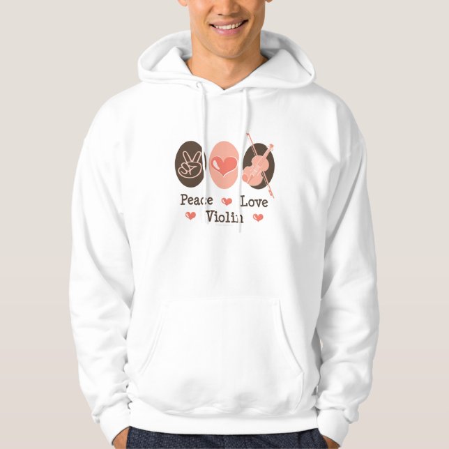 Peace Love Violin Hooded Sweatshirt (Front)