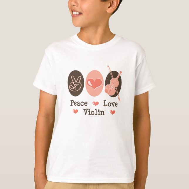 Peace Love Violin Kids Sweatshirt T-Shirt (Front)