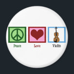 Peace Love Violin Magnet<br><div class="desc">Cute peace sign, heart and violin.</div>