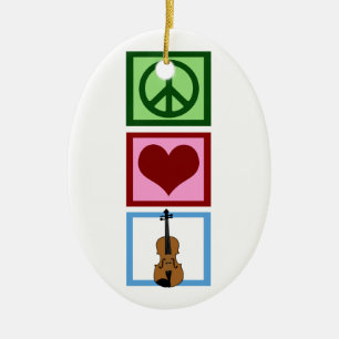 Peace Love Violins Ceramic Tree Decoration
