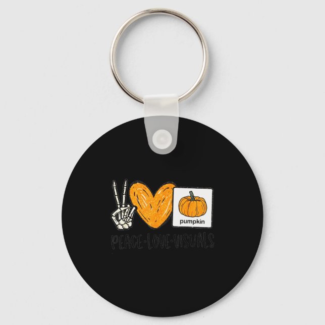 Peace Love Visuals Sped Teacher Pumpkin Skeleton H Key Ring (Front)